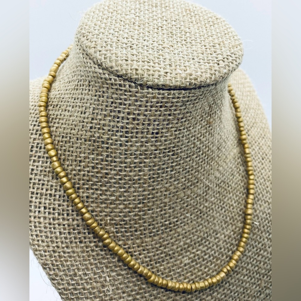Solid Matte Gold Beaded Choker Necklace Boho Y2K Festival Coastal Cowgirl